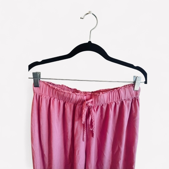 Canvas Wide Leg Pant Size Large Pink Elastic Waist Adjustable Drawstring Flowy - Picture 9 of 10